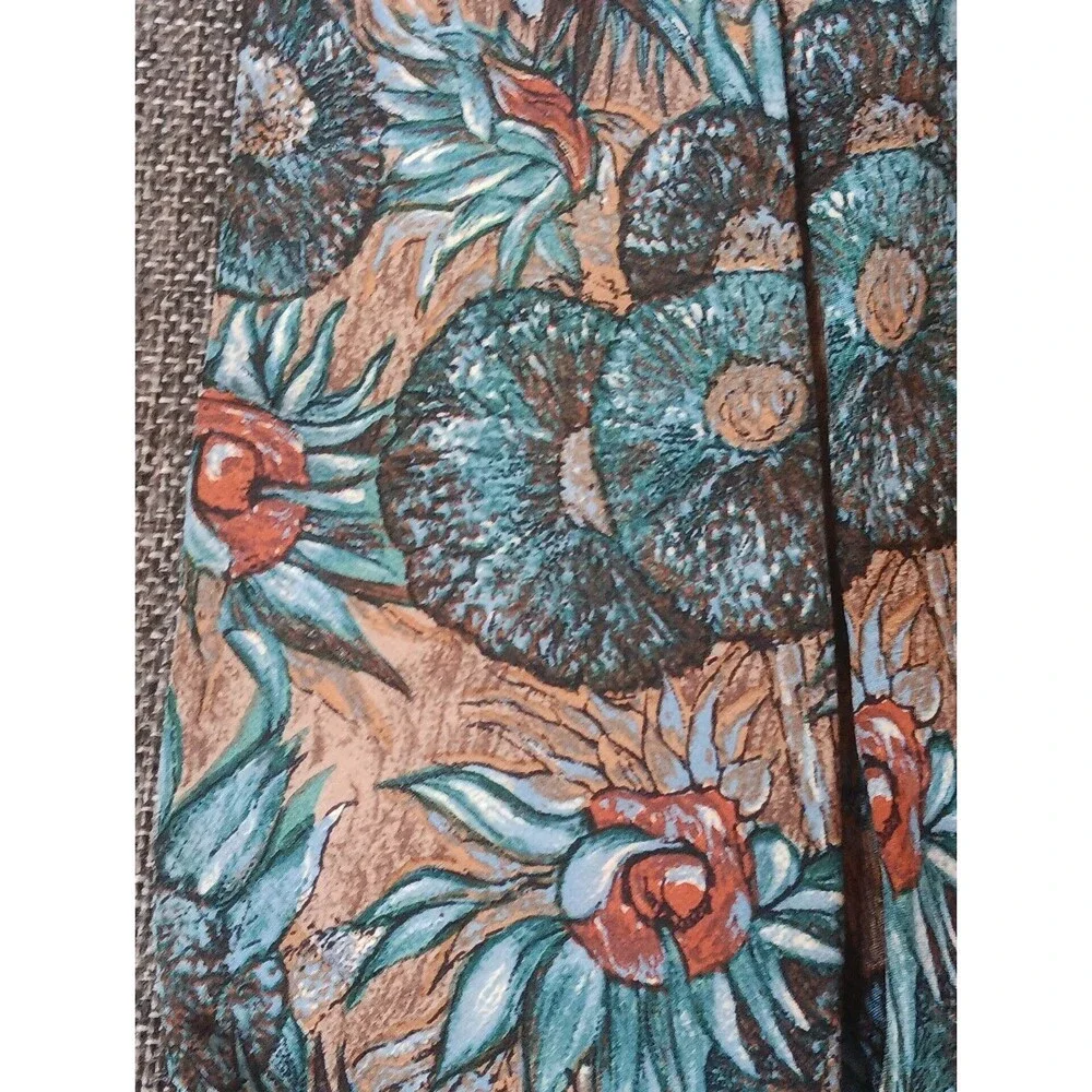 Todays Man Tie 70s 80s 90s Y2K Mens Beige Blue Brown Floral 3.5 Wide 58 Long